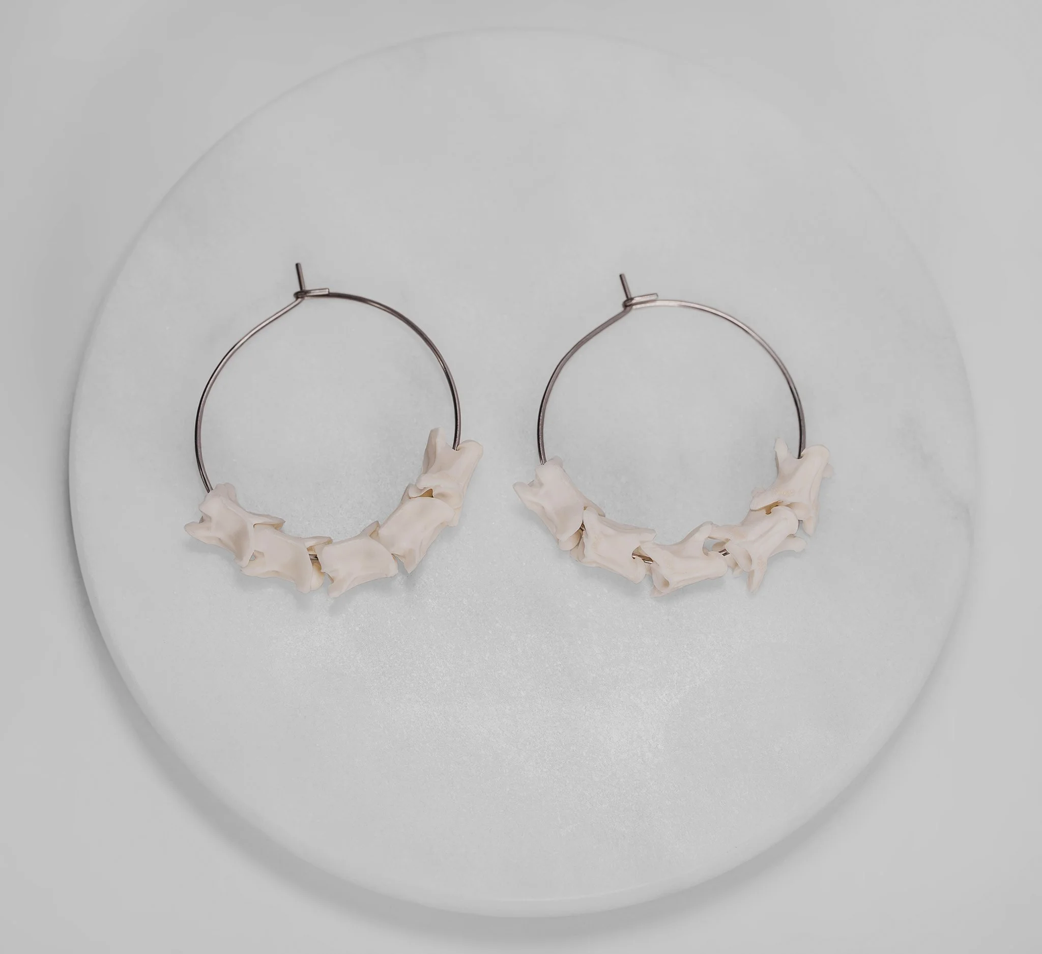 Snake Vertebrae Silver Hoop Earrings