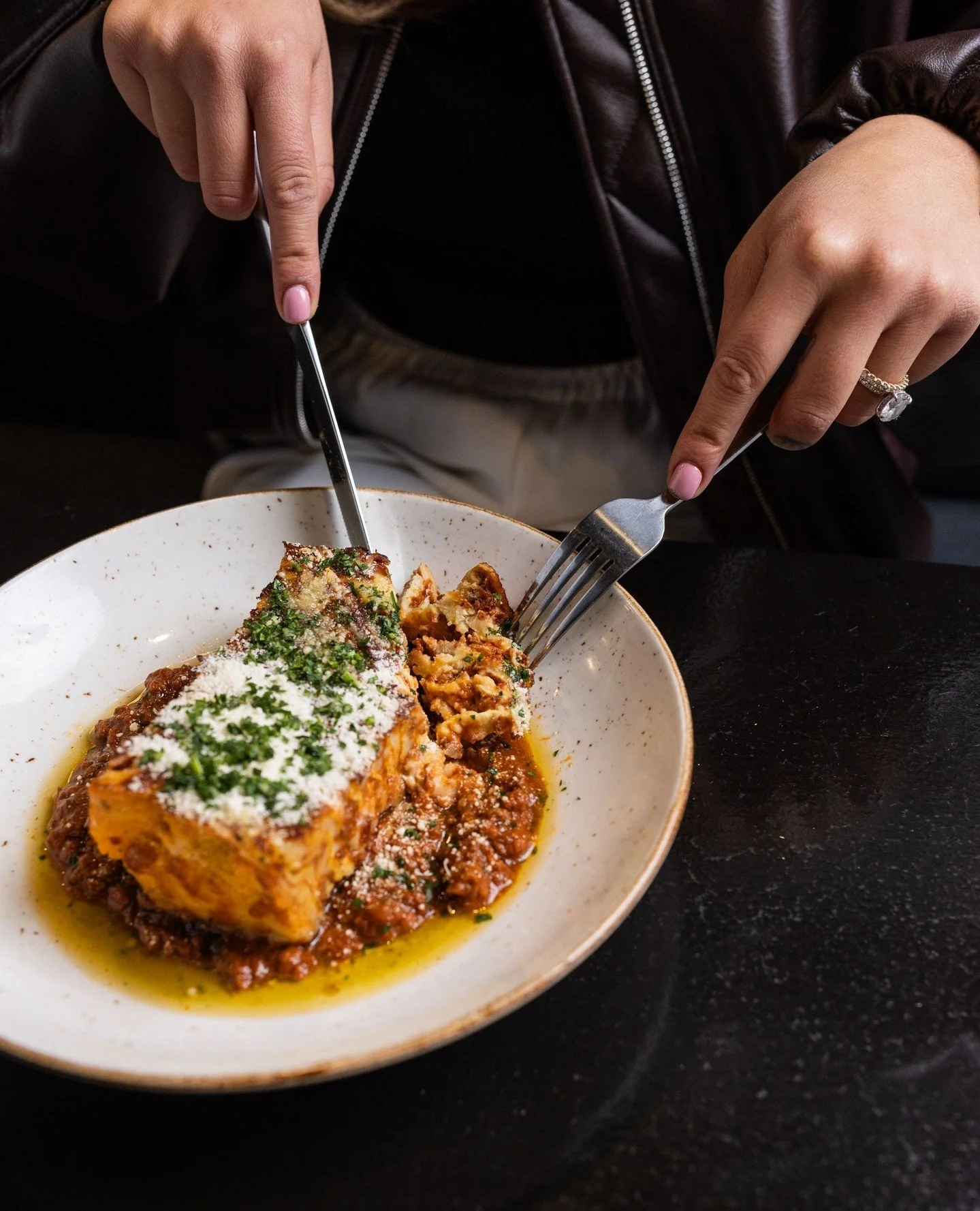 100 layers, just the way we like it. Homemade lasagne with bolognese, mozzarella and parmigiano reggiano.
