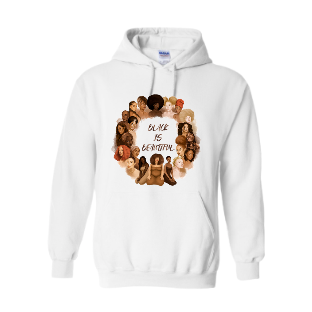 "Black is Beautiful" White Hoodie v1