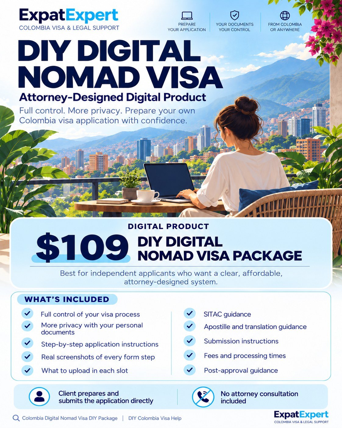 DIY Colombia Digital Nomad Visa packages by Expat Expert, from $109