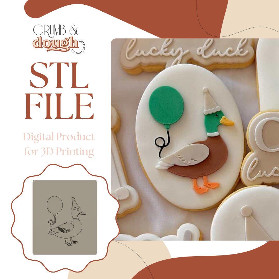 Mallard Party Duck with Balloon Cookie Stamp & Cutter STL File