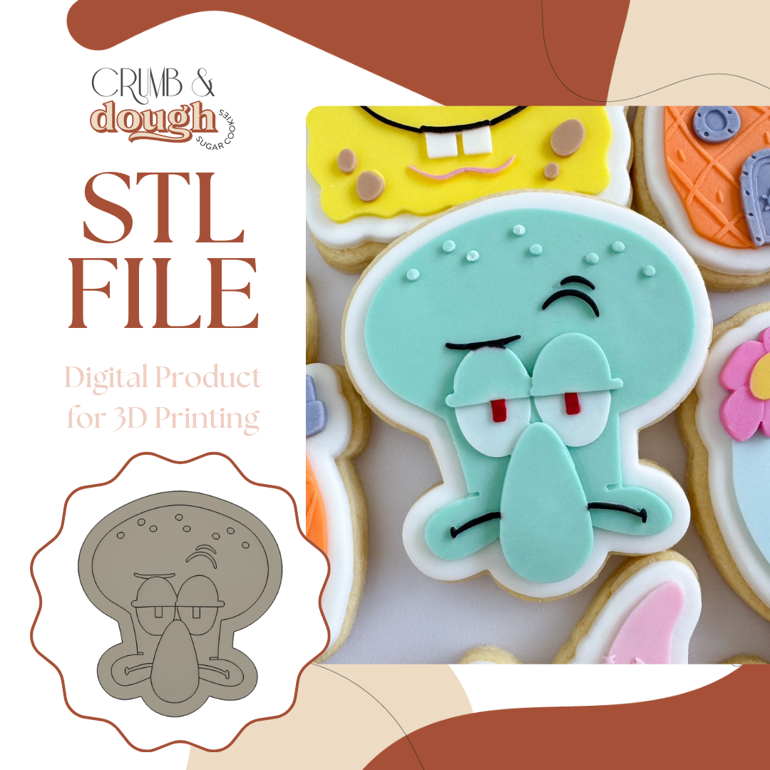 Squidward Cookie Stamp & Cutter STL File