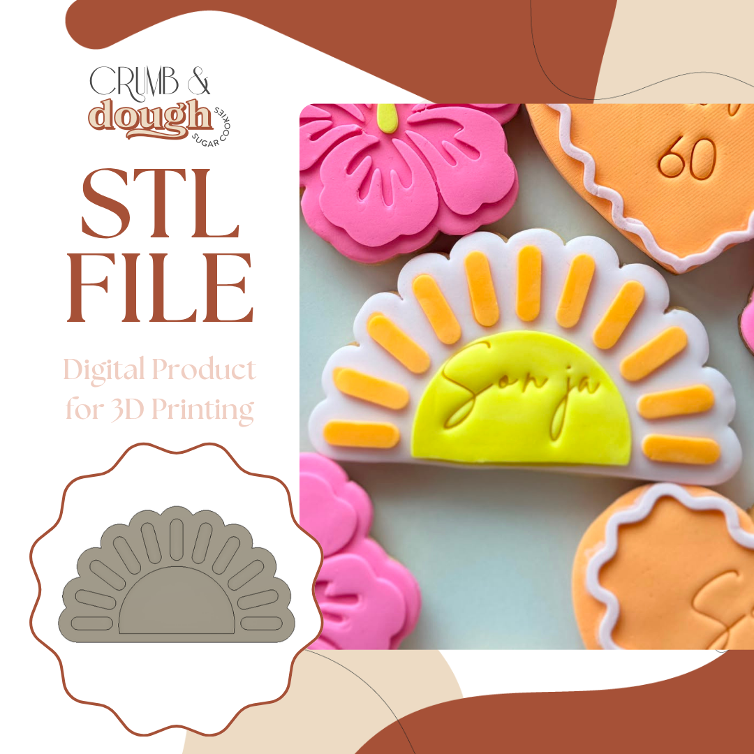 Half Sun Cookie Stamp & Cutter STL File