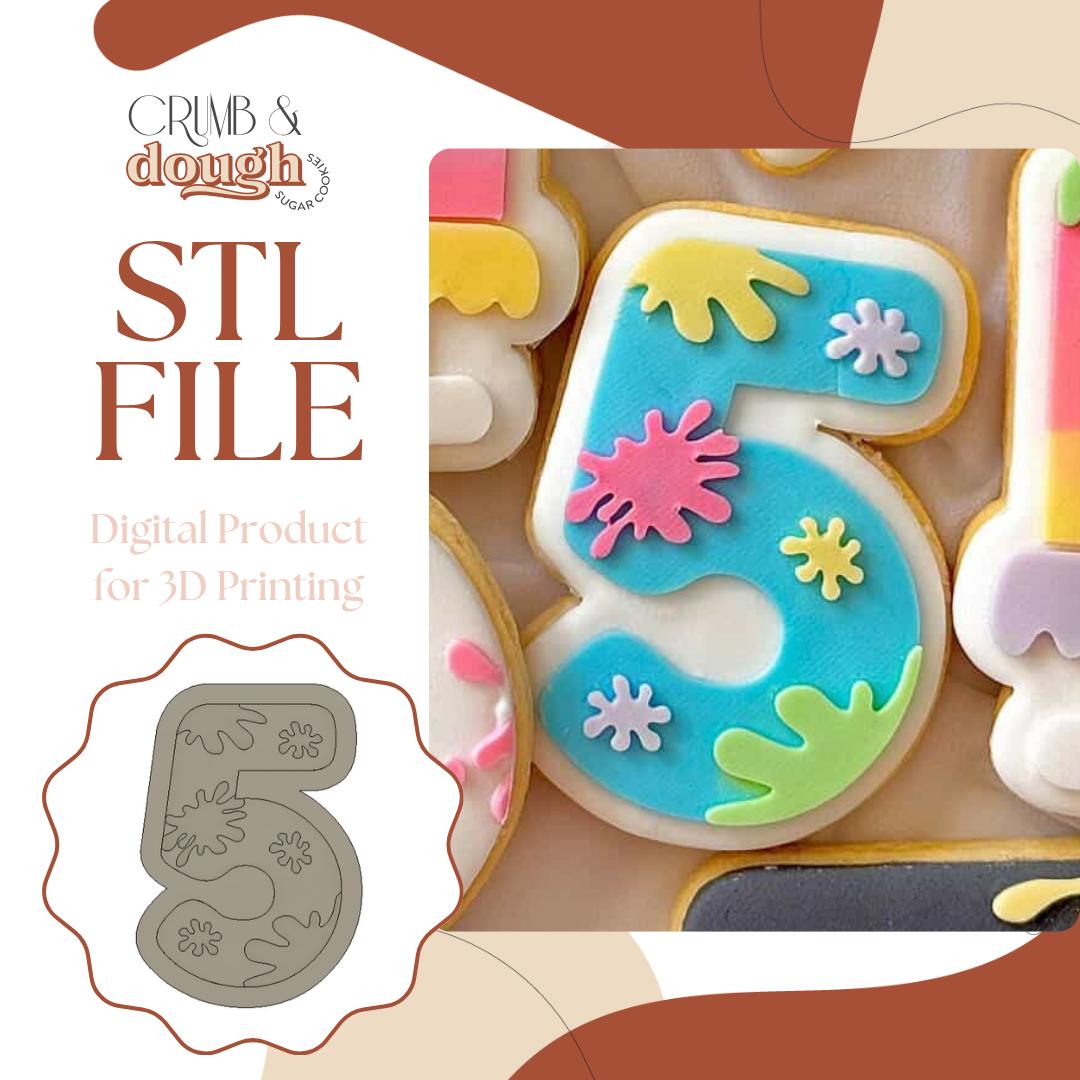 Slime Number 5 Cookie Stamp & Cutter STL File
