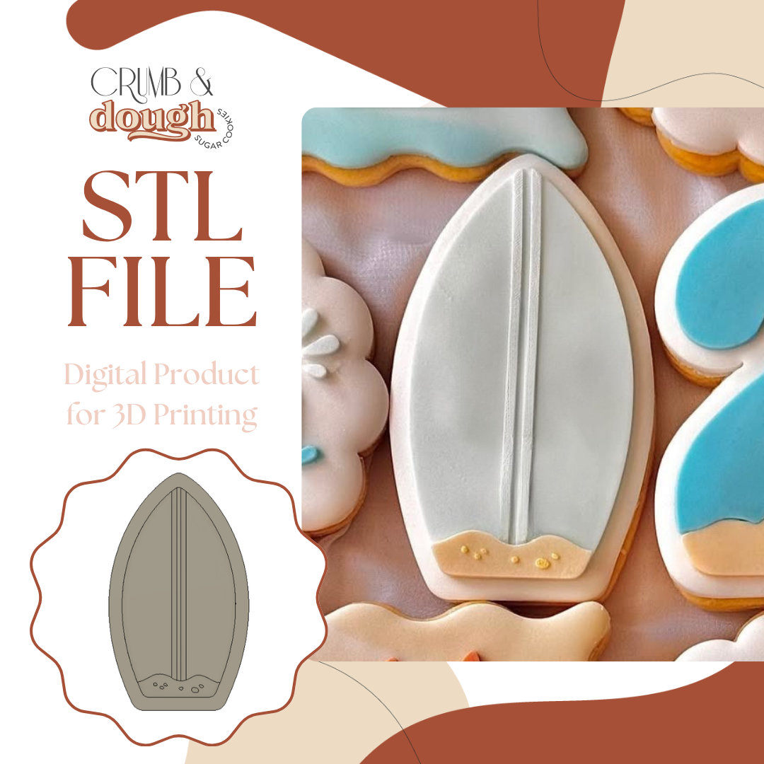 Surfboard Cookie Stamp & Cutter STL File
