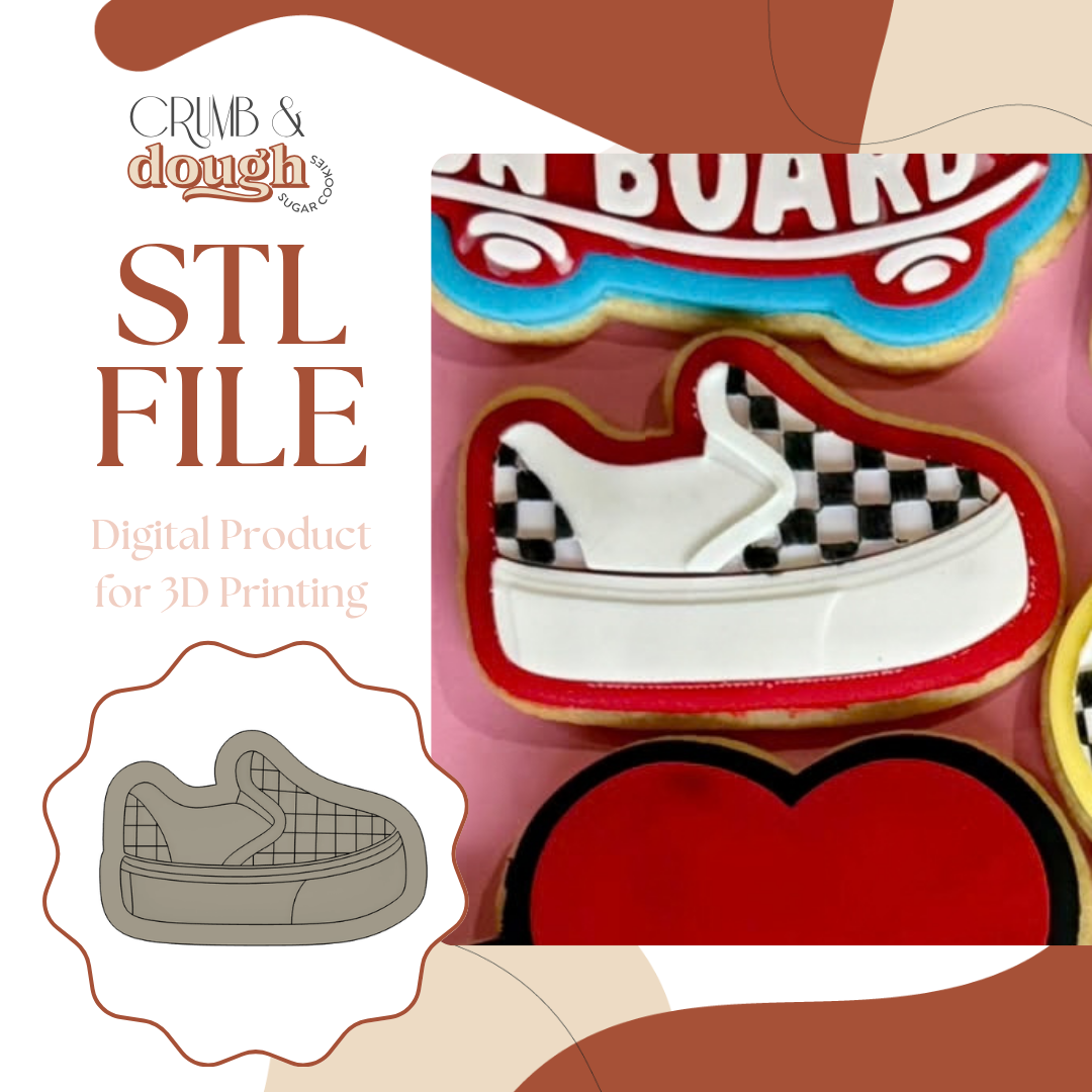 Checkered Baby Vans Shoe Cookie Stamp & Cutter STL File