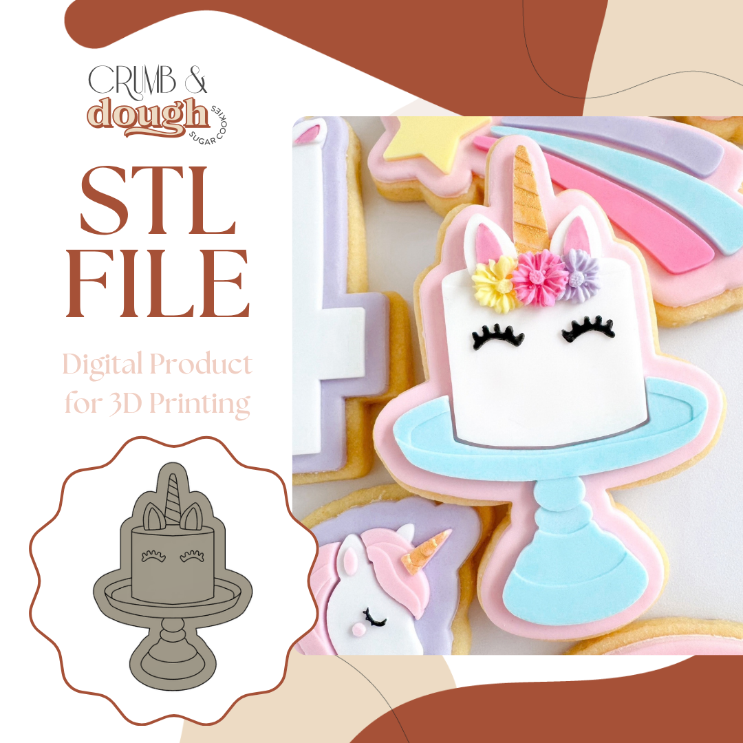 Unicorn Cake Cookie Stamp & Cutter STL File