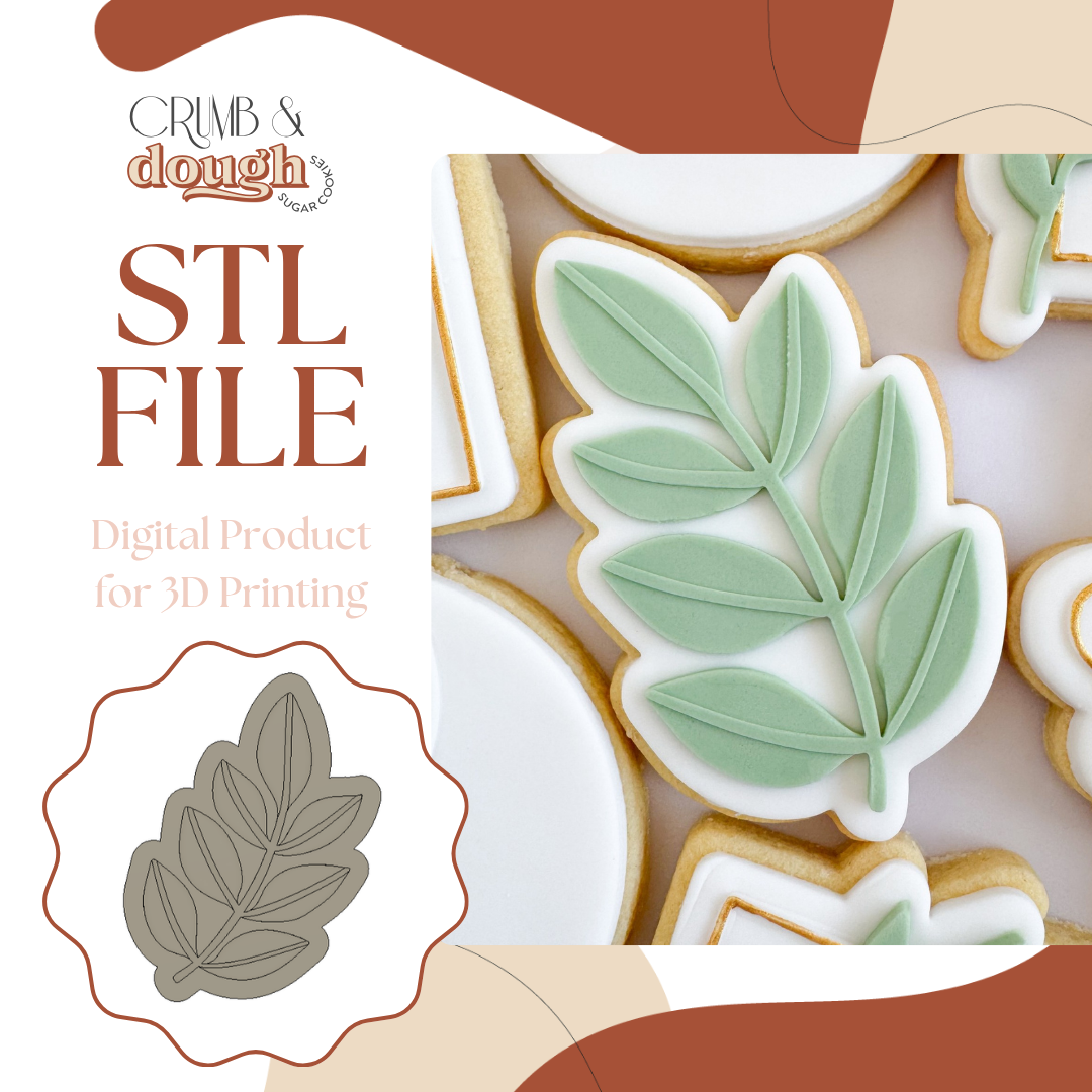 Leafy Branch Cookie Stamp & Cutter STL File