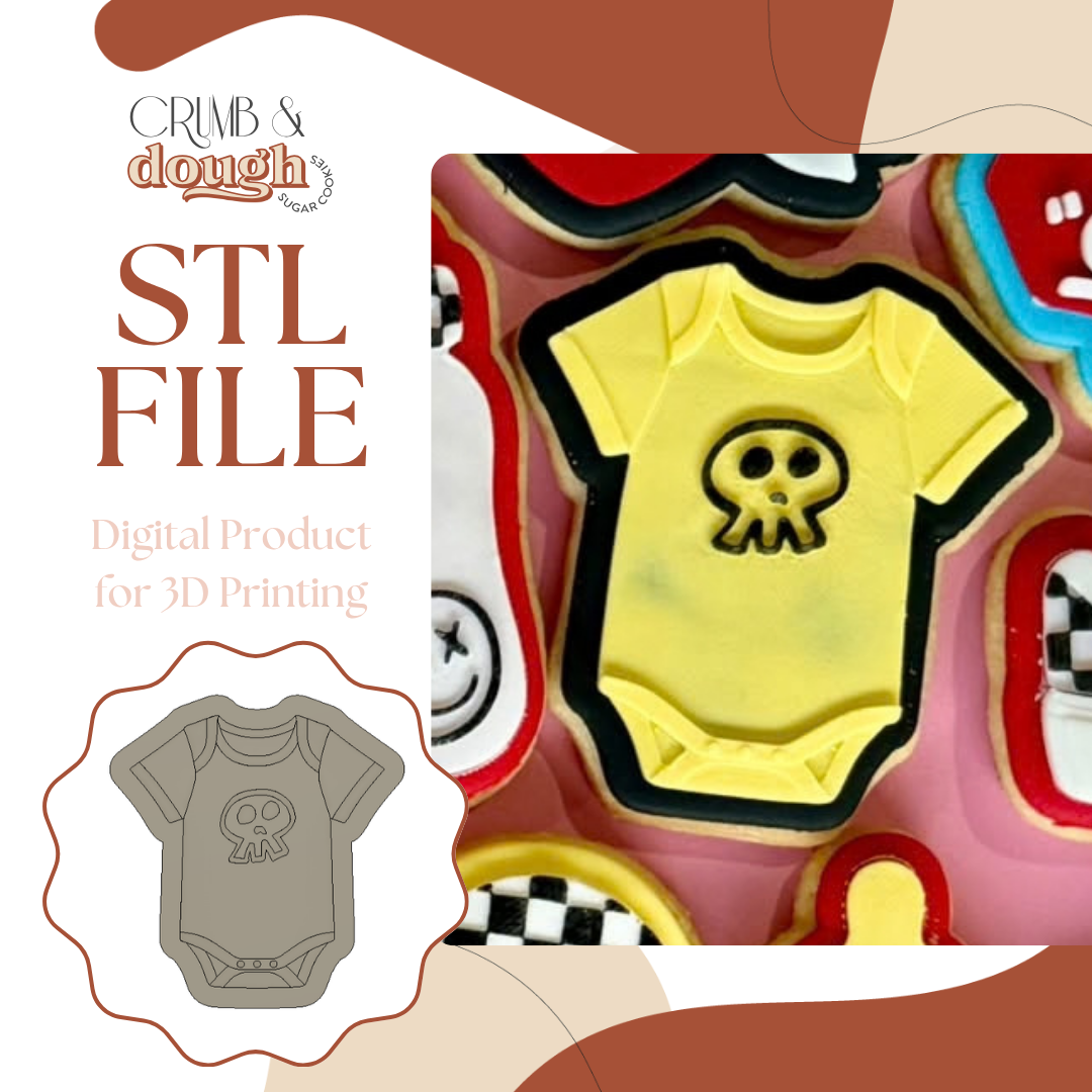 Baby Romper with Skull Cookie Stamp & Cutter STL File
