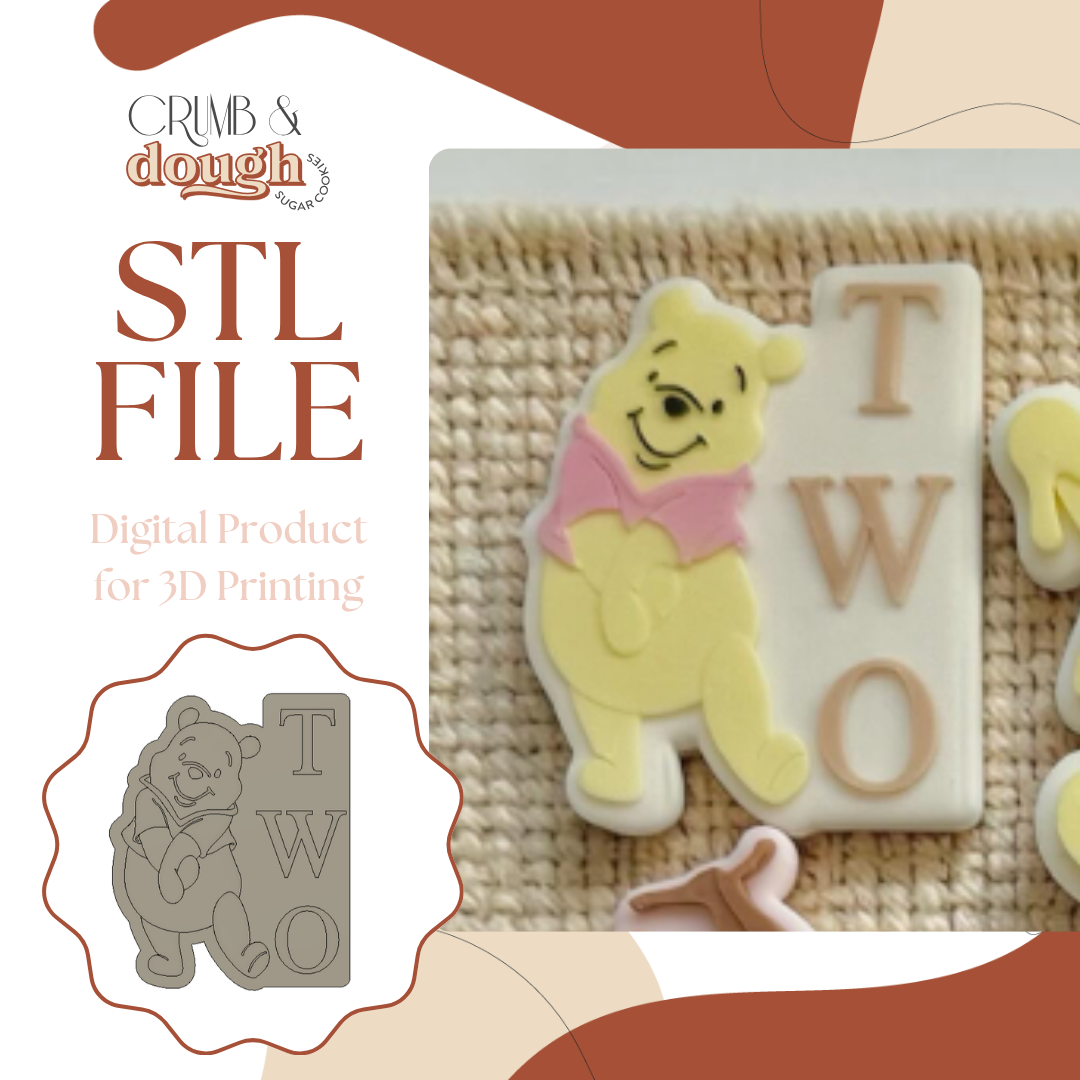 Pooh Bear TWO Cookie Stamp & Cutter STL File
