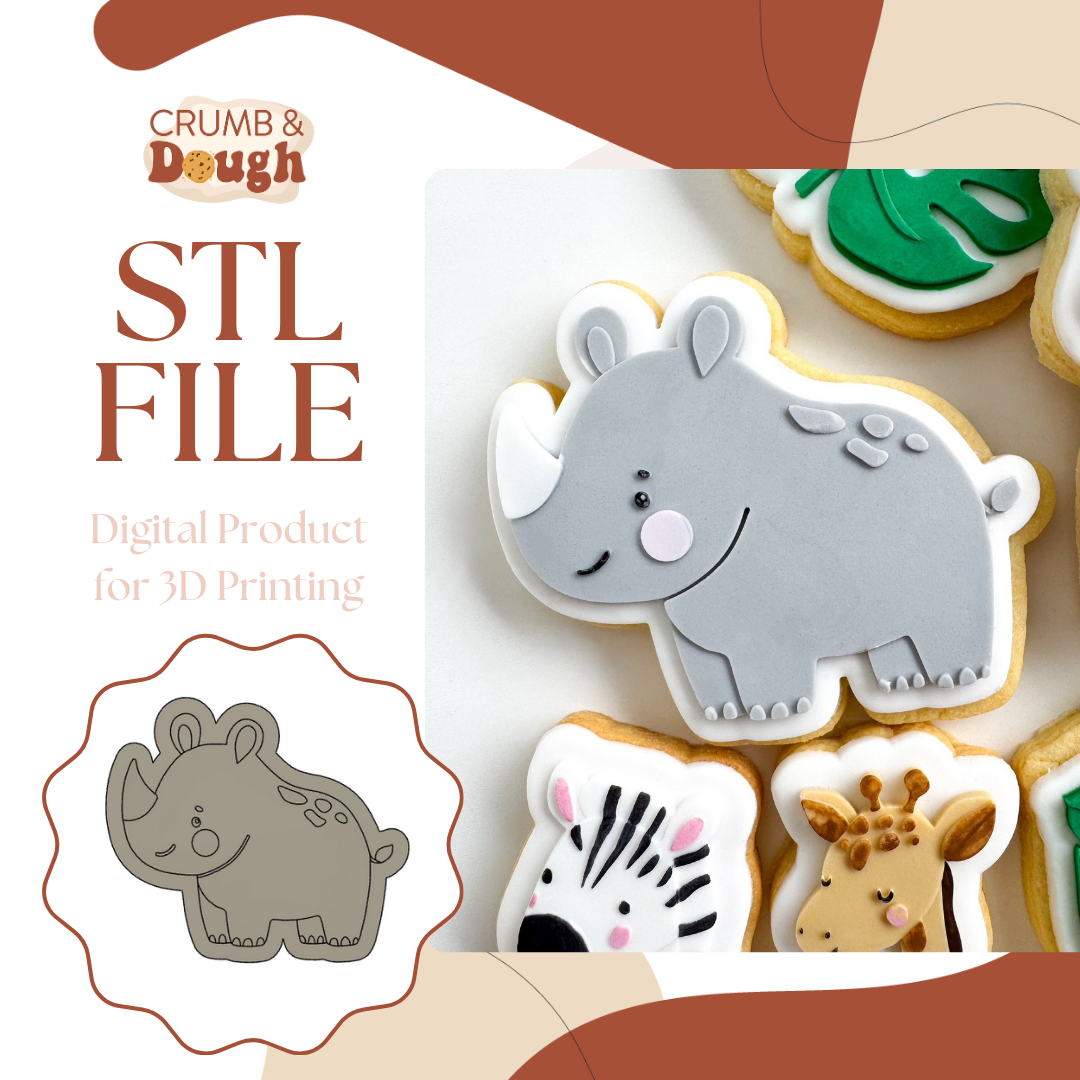 Rhinoceros Cookie Stamp & Cutter STL File