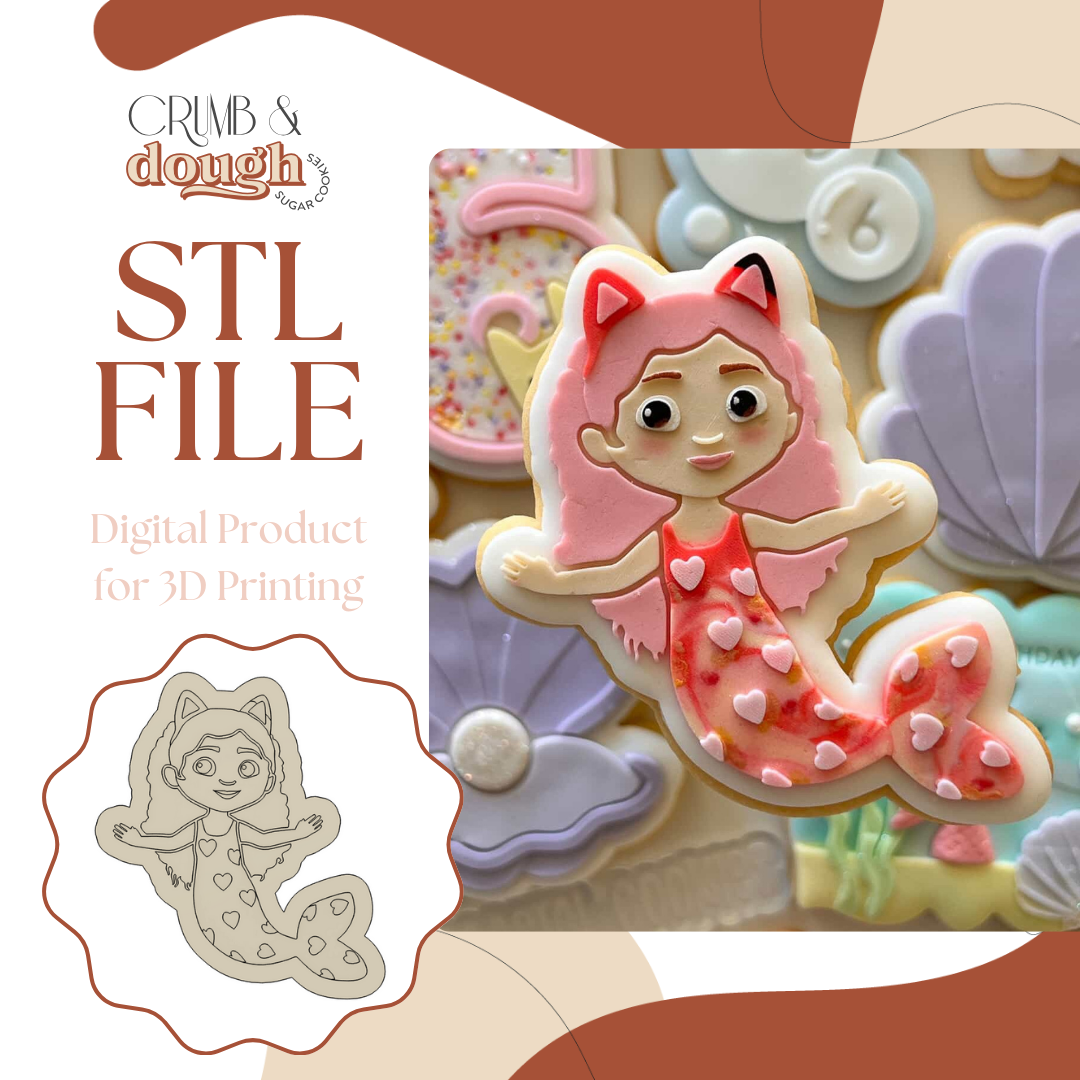 Mermaid Gabby Cookie Stamp & Cutter STL File