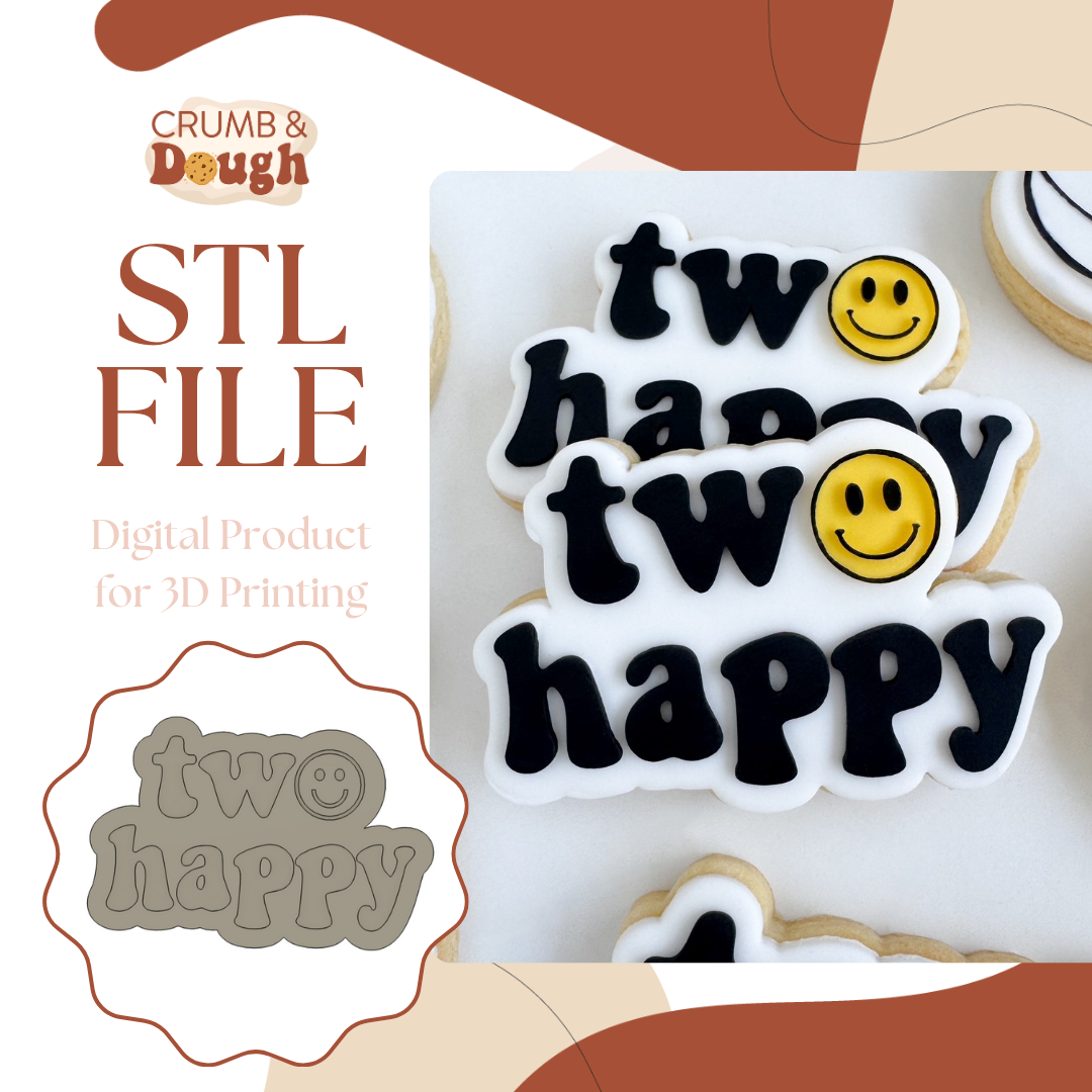 Two Happy Cookie Stamp & Cutter STL File