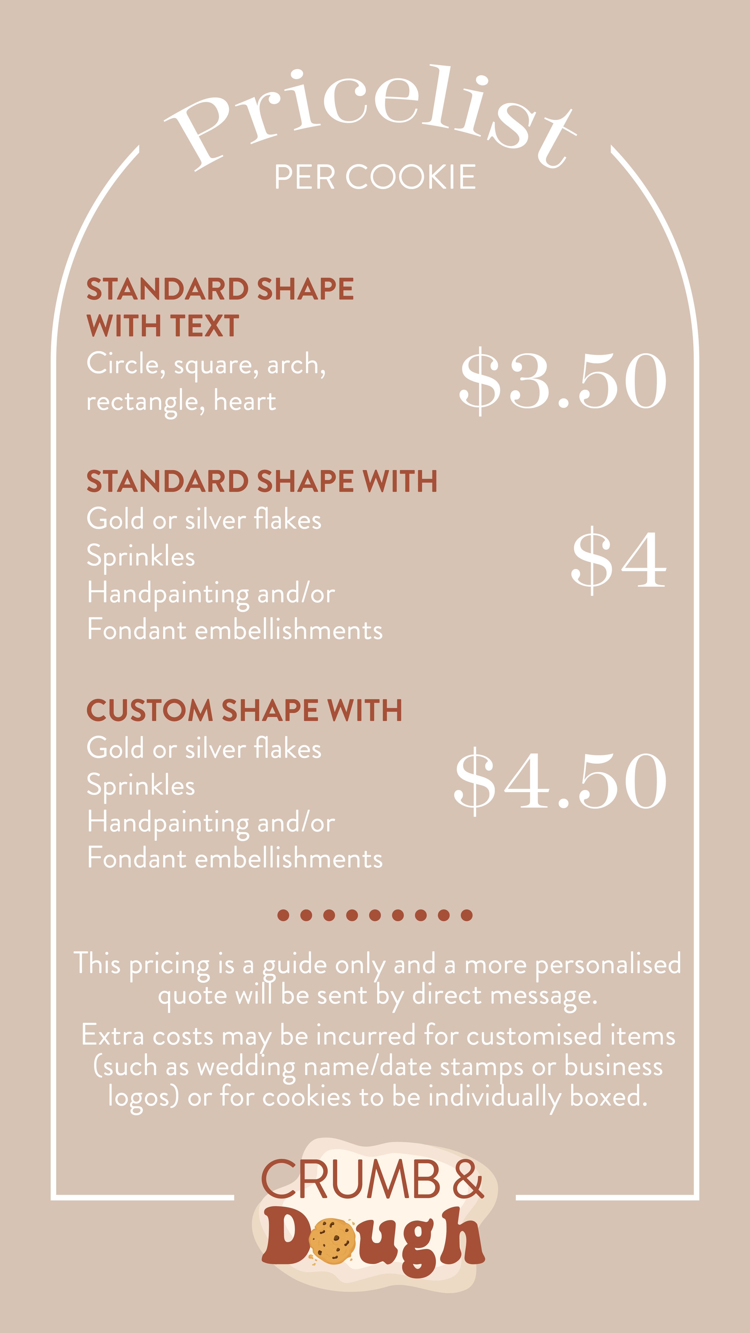 Pricing — Crumb & Dough Sugar Cookies