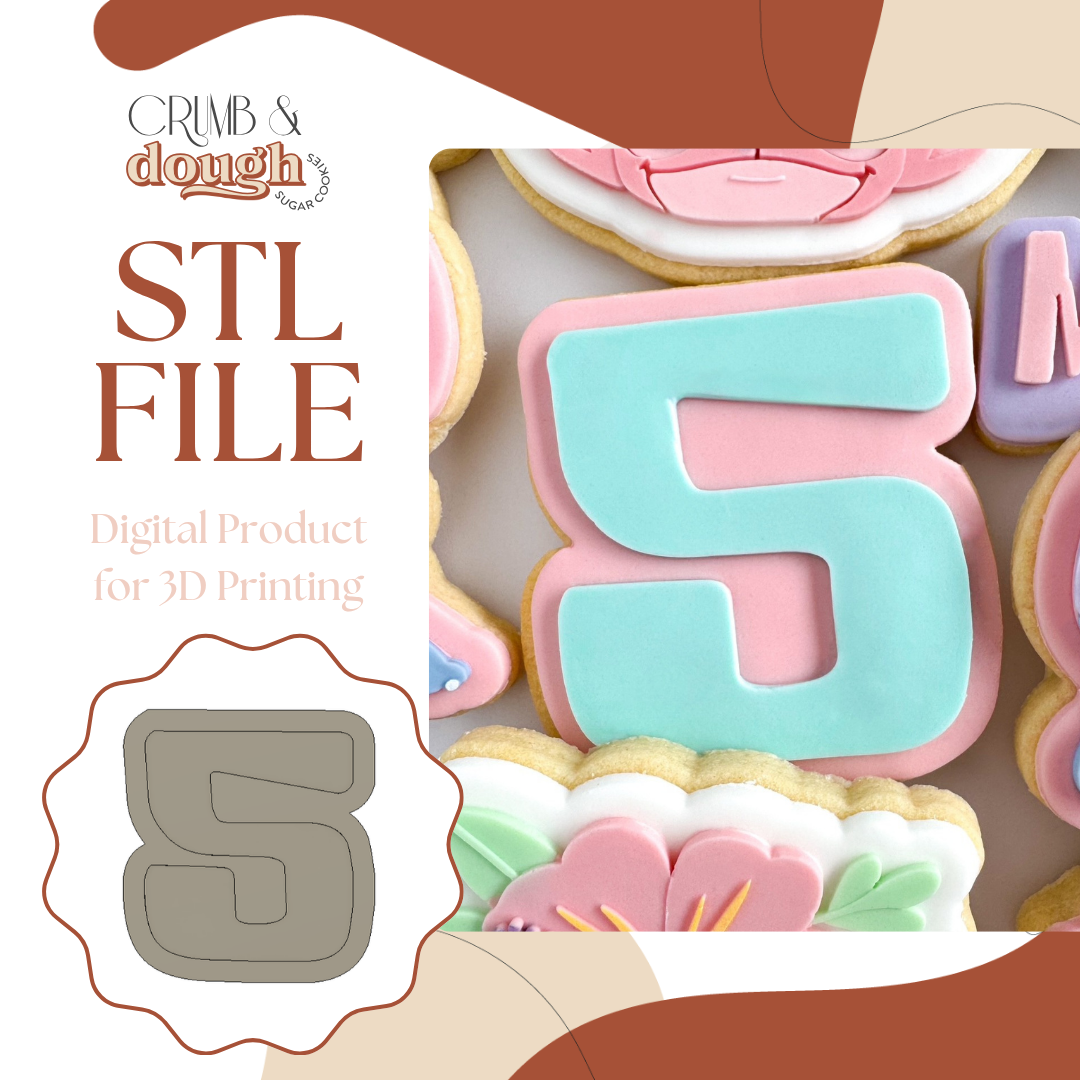 Stitch Number 5 Cookie Stamp & Cutter STL File