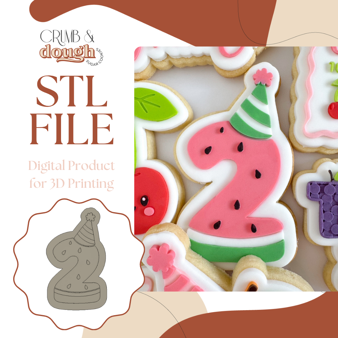 Watermelon Number 2 Cookie Stamp & Cutter STL File