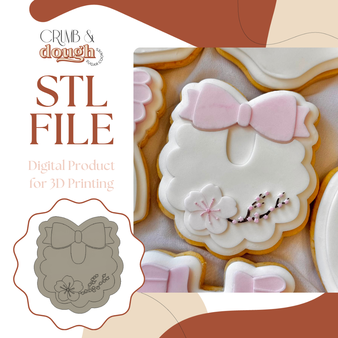 Cherry Blossom Baby Bib Cookie Stamp & Cutter STL File