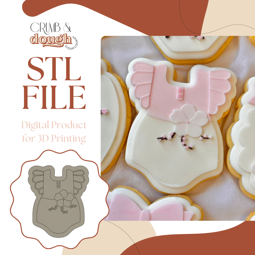 Cherry Blossom Baby Onesie Cookie Stamp & Cutter STL File