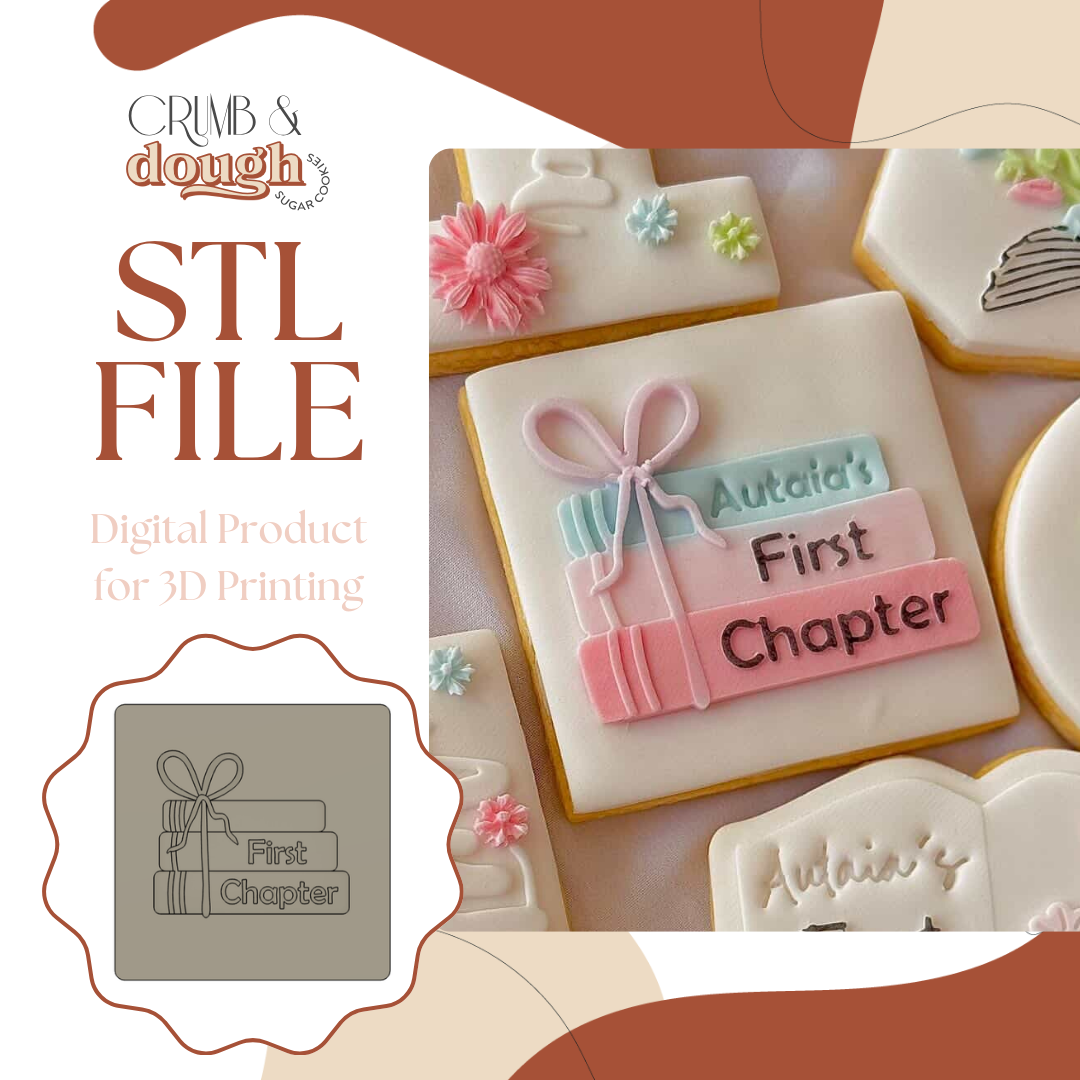 First Chapter Book Stack Cookie Stamp & Cutter STL File