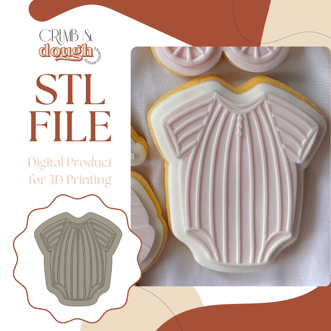 Striped Baby Onesie Cookie Stamp & Cutter STL File