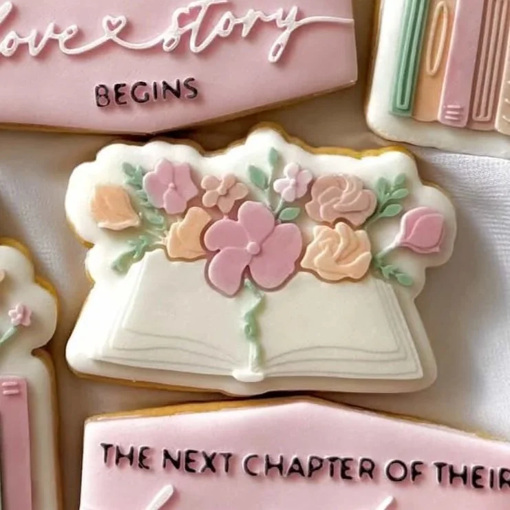 Floral Open Book Cookie Stamp & Cutter