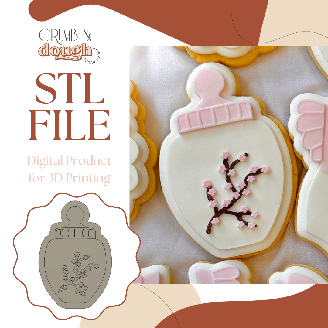 Cherry Blossom Baby Bottle Cookie Stamp & Cutter STL File