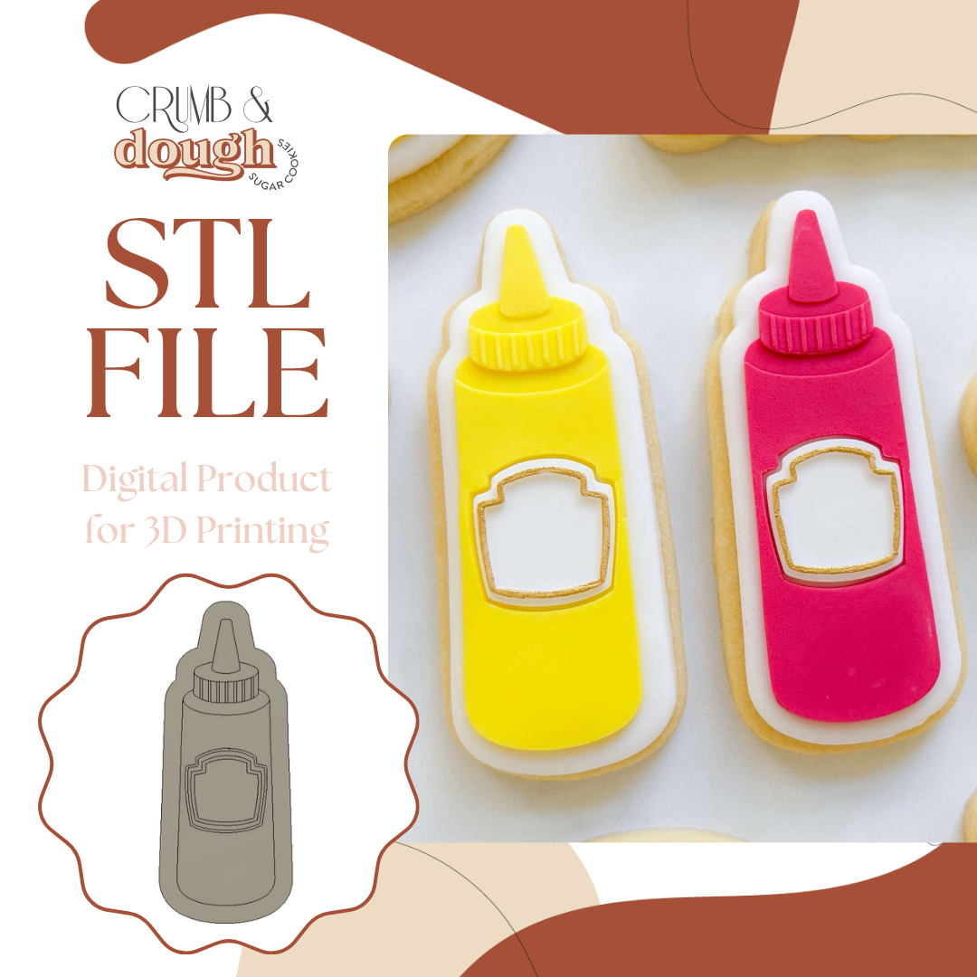 Sauce Bottle Cookie Stamp & Cutter STL File