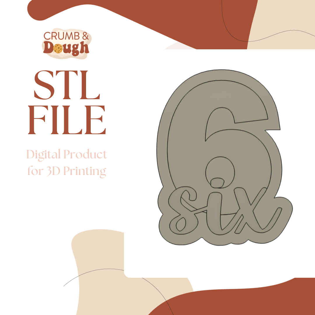 6 Six Cookie Stamp & Cutter STL File