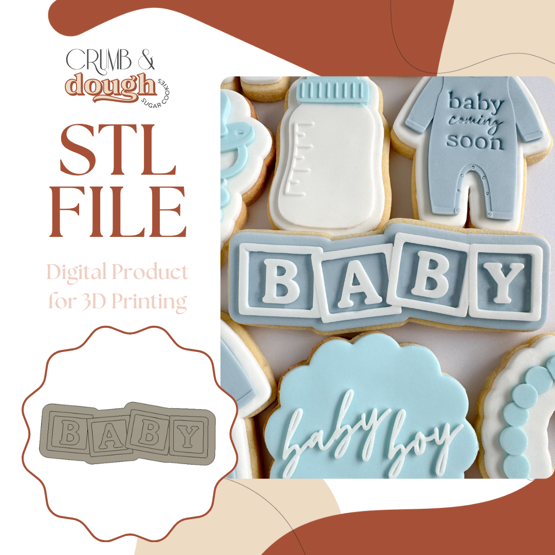 Baby Blocks Horizontal Cookie Stamp & Cutter STL File