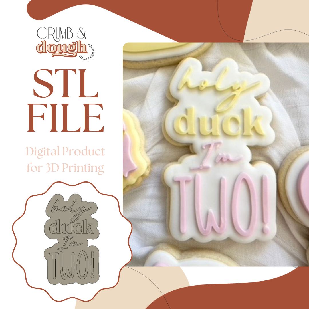 Holy Duck I'm Two Cookie Stamp & Cutter STL File