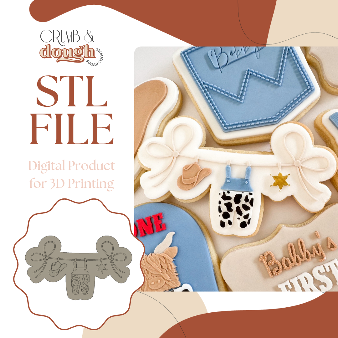 Baby Cowboy Clothesline Cookie Stamp & Cutter STL File