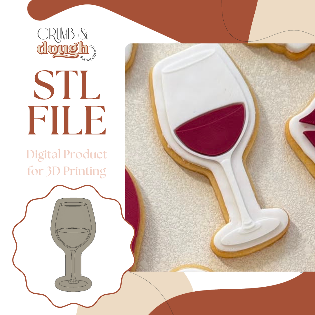 Red Wine Glass Cookie Stamp & Cutter STL File