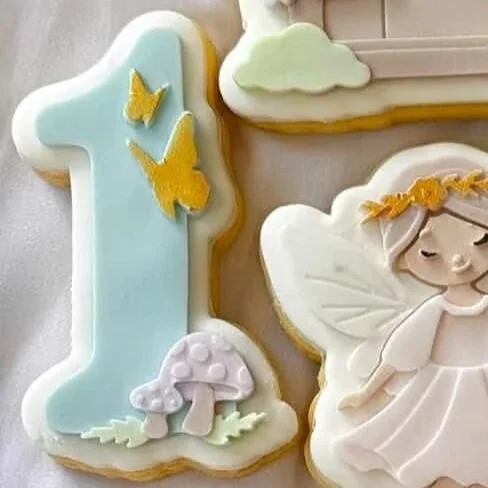 Number 1 with Butterflies and Toadstool Cookie Stamp & Cutter