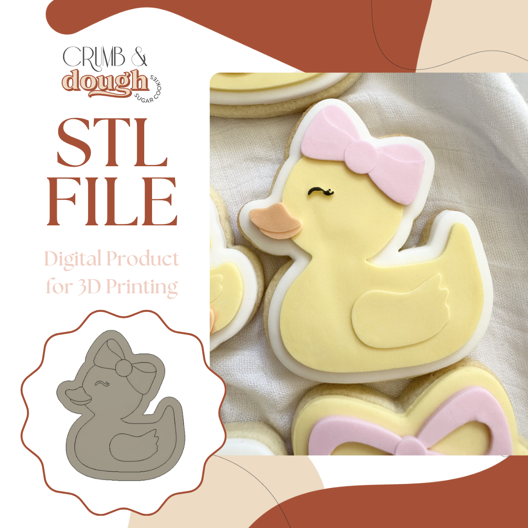 Rubber Ducky with Bow Cookie Stamp & Cutter STL File