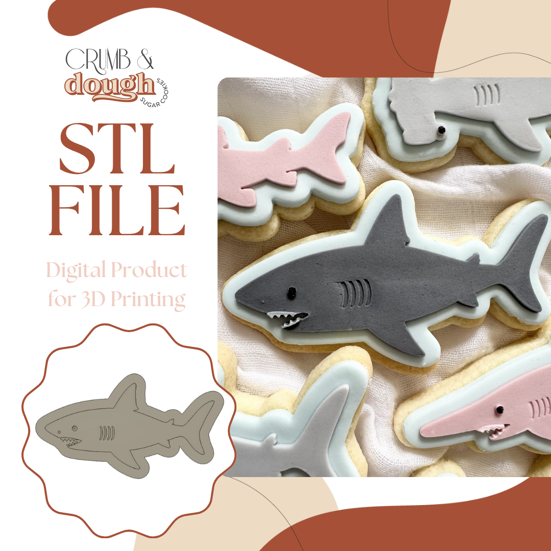 Shark Cookie Stamp & Cutter STL File
