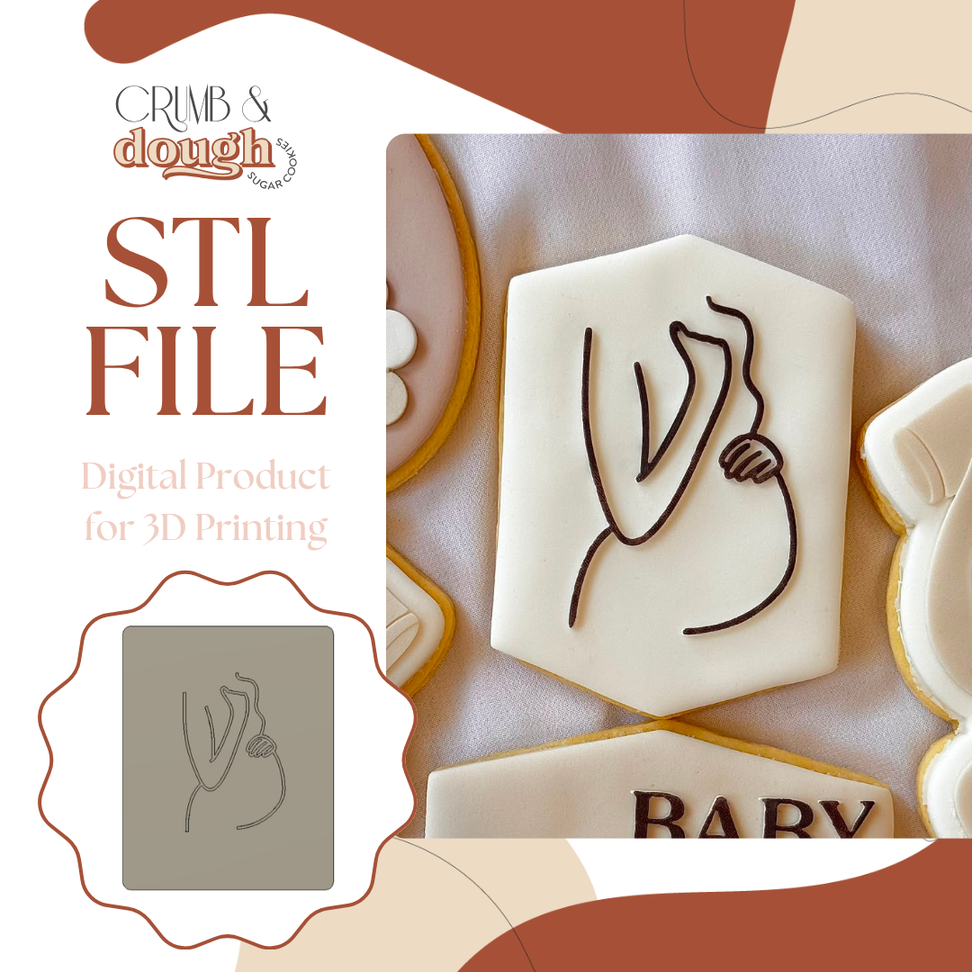 Pregnant Woman Outline Cookie Stamp & Cutter STL File