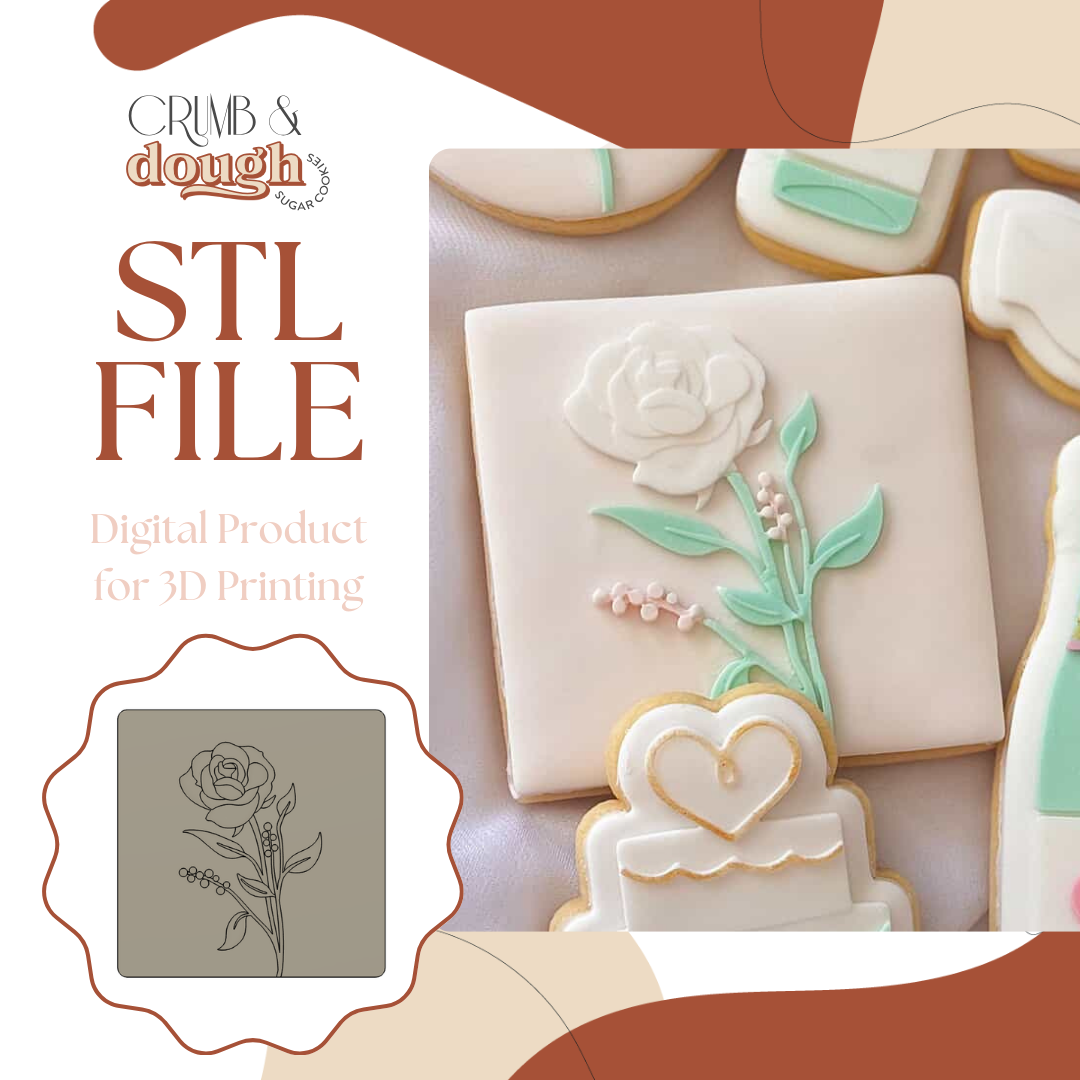 Rose Plate Cookie Stamp & Cutter STL File