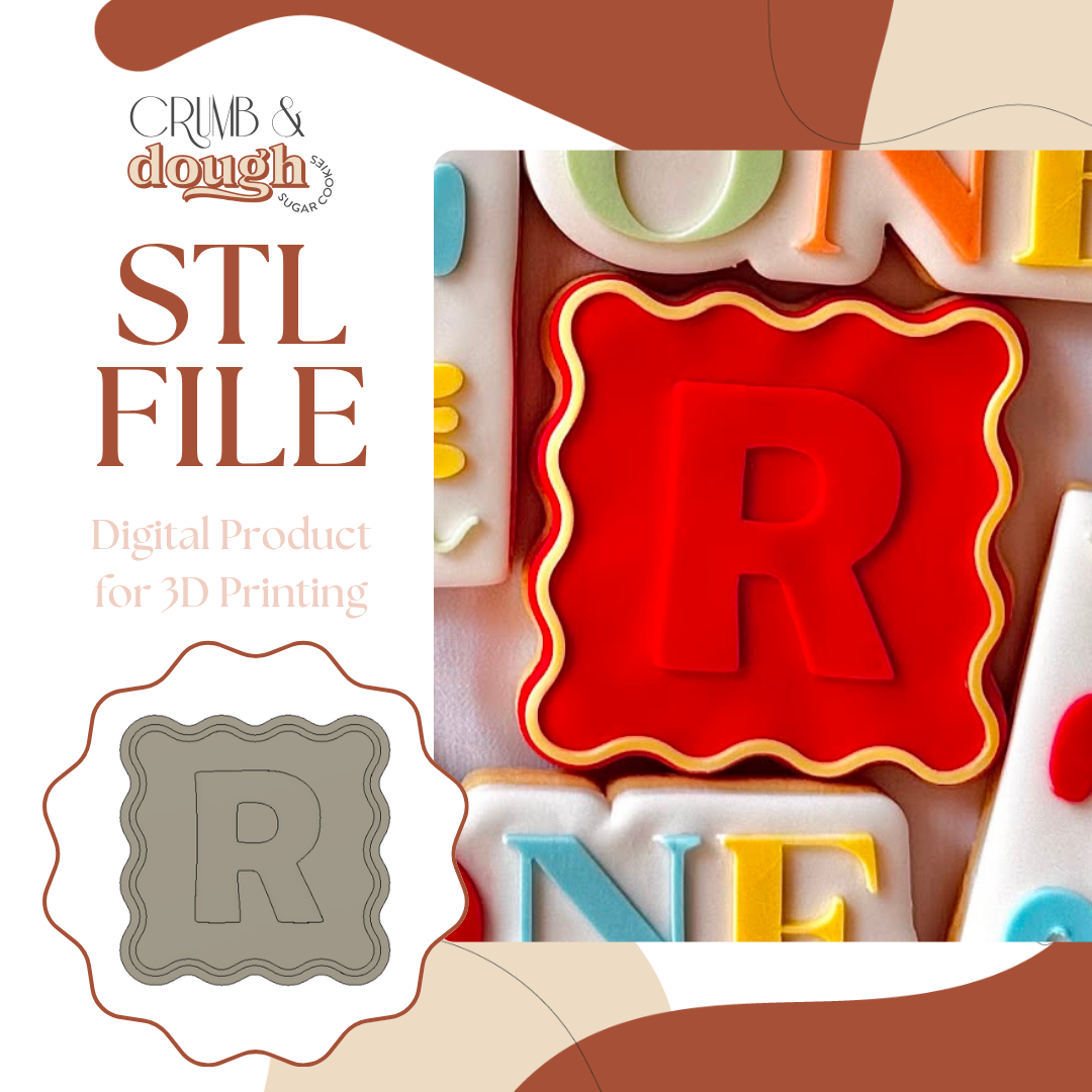 Wavy Letter R Cookie Stamp & Cutter STL File