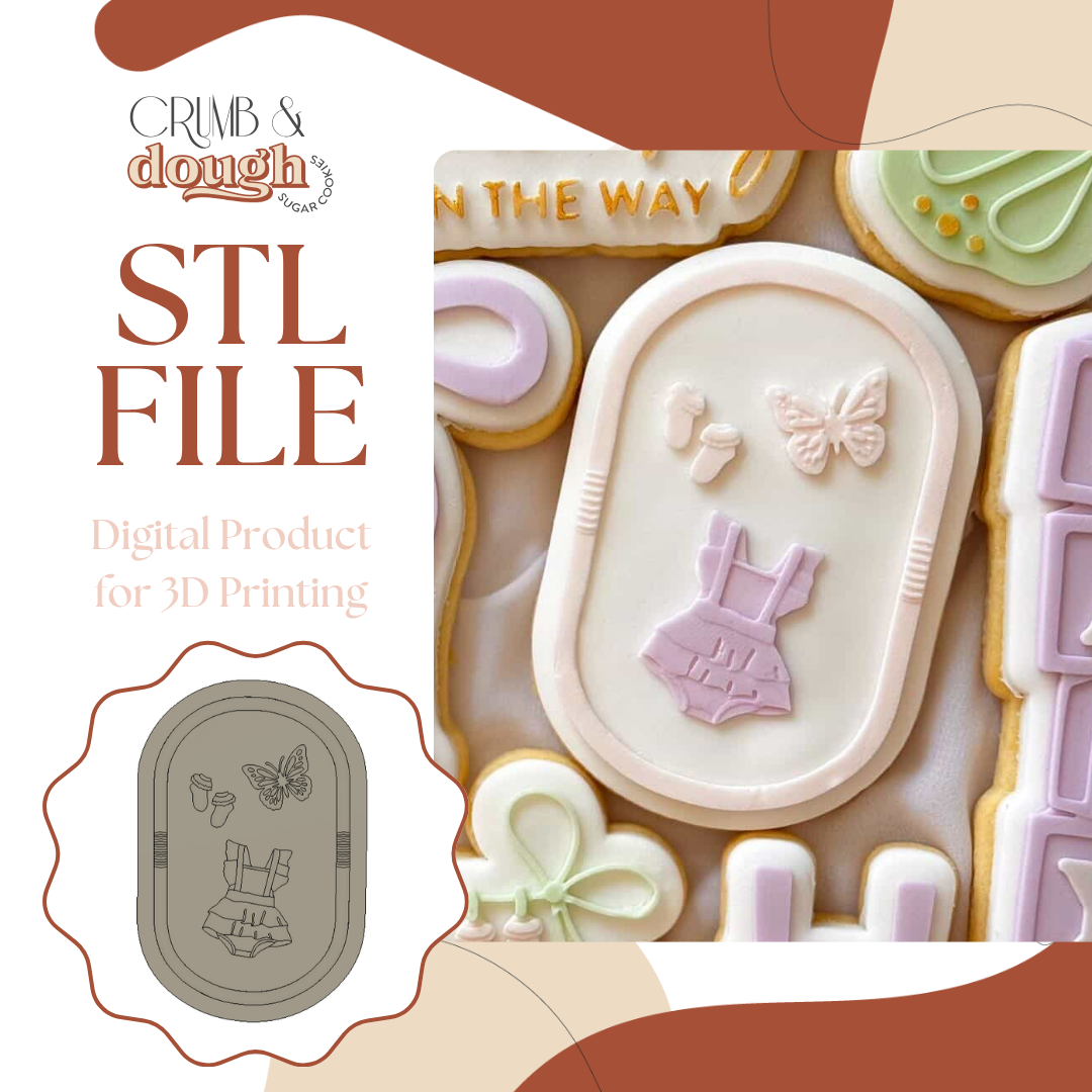 Baby Basket Butterfly Flat Lay Cookie Stamp & Cutter STL File