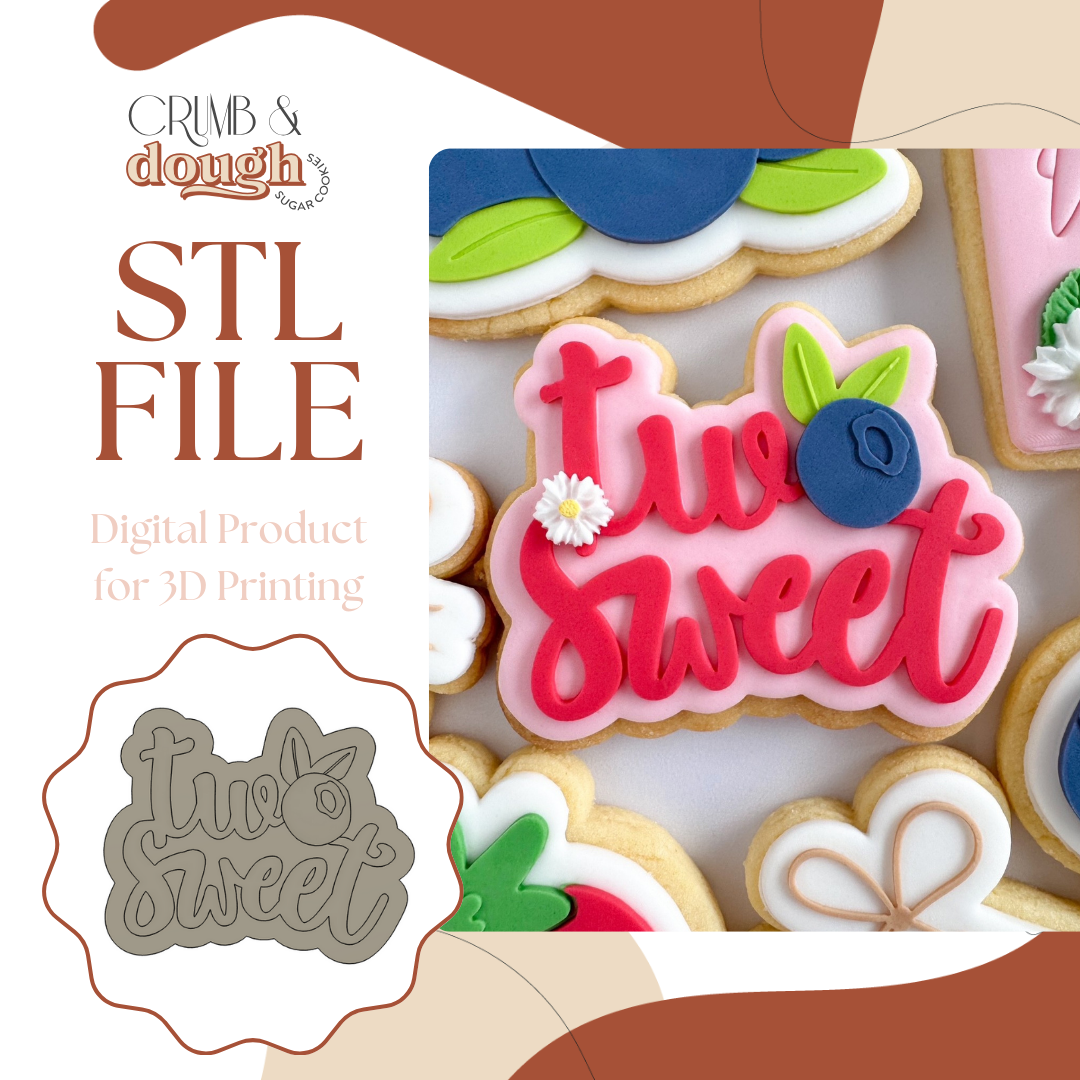 Two Sweet Blueberry Cookie Stamp & Cutter STL File