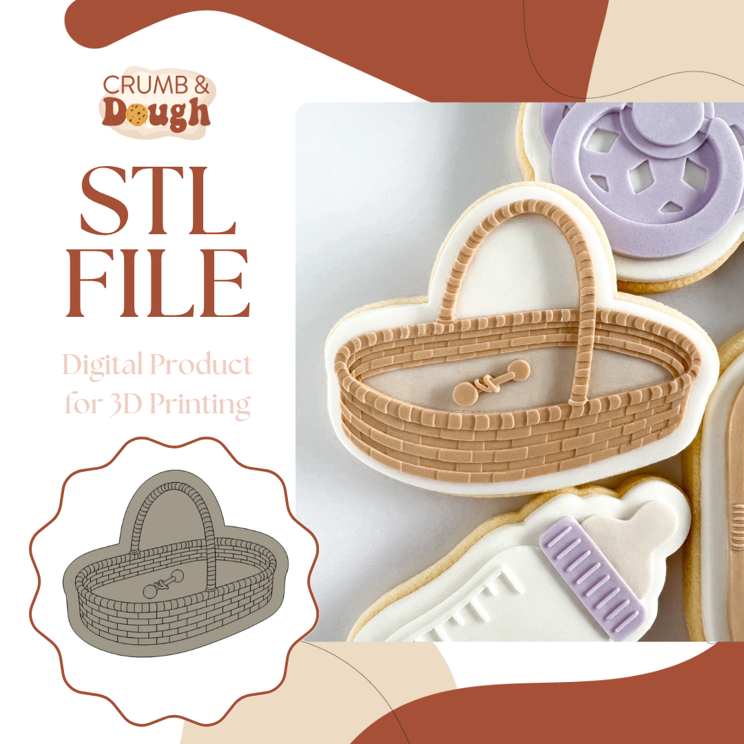 Baby Basket Cookie Stamp & Cutter STL File
