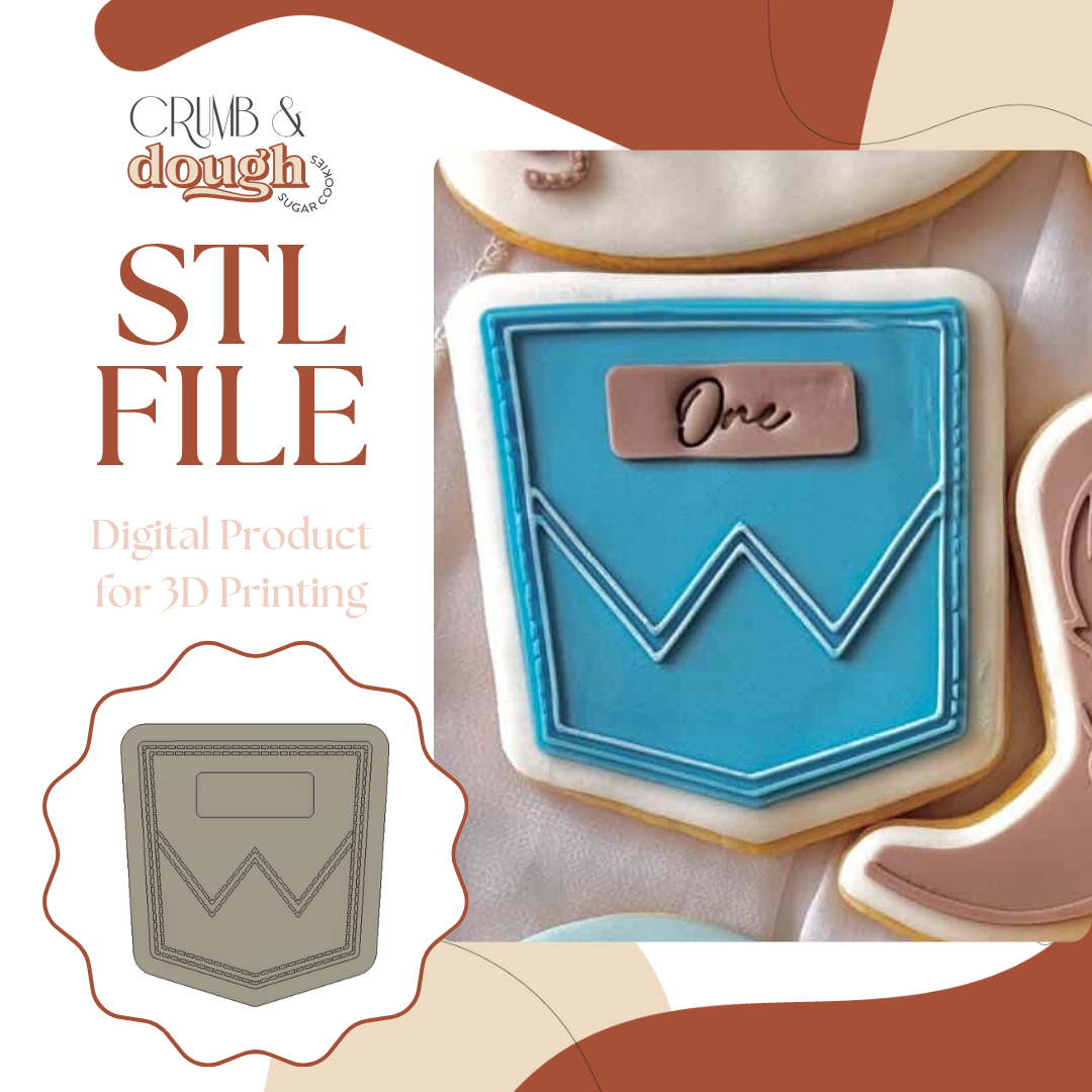 Denim Pocket Cookie Stamp & Cutter STL File