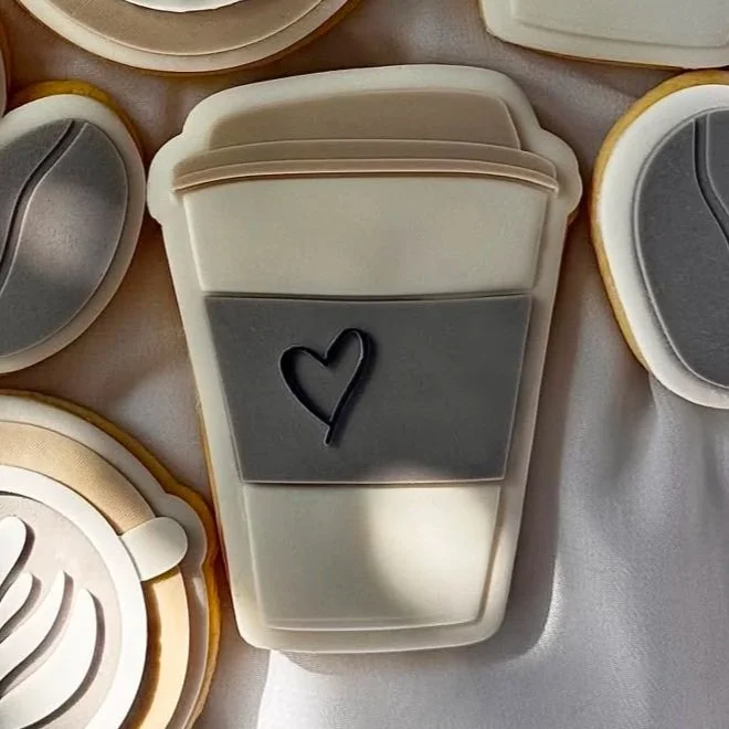 Coffee Cup with Love Heart Cookie Stamp & Cutter