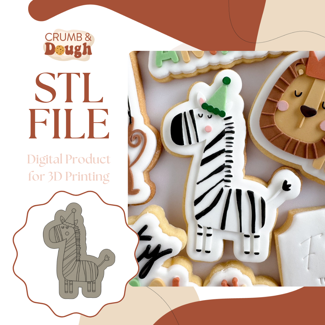 Party Zebra Cookie Stamp & Cutter STL File