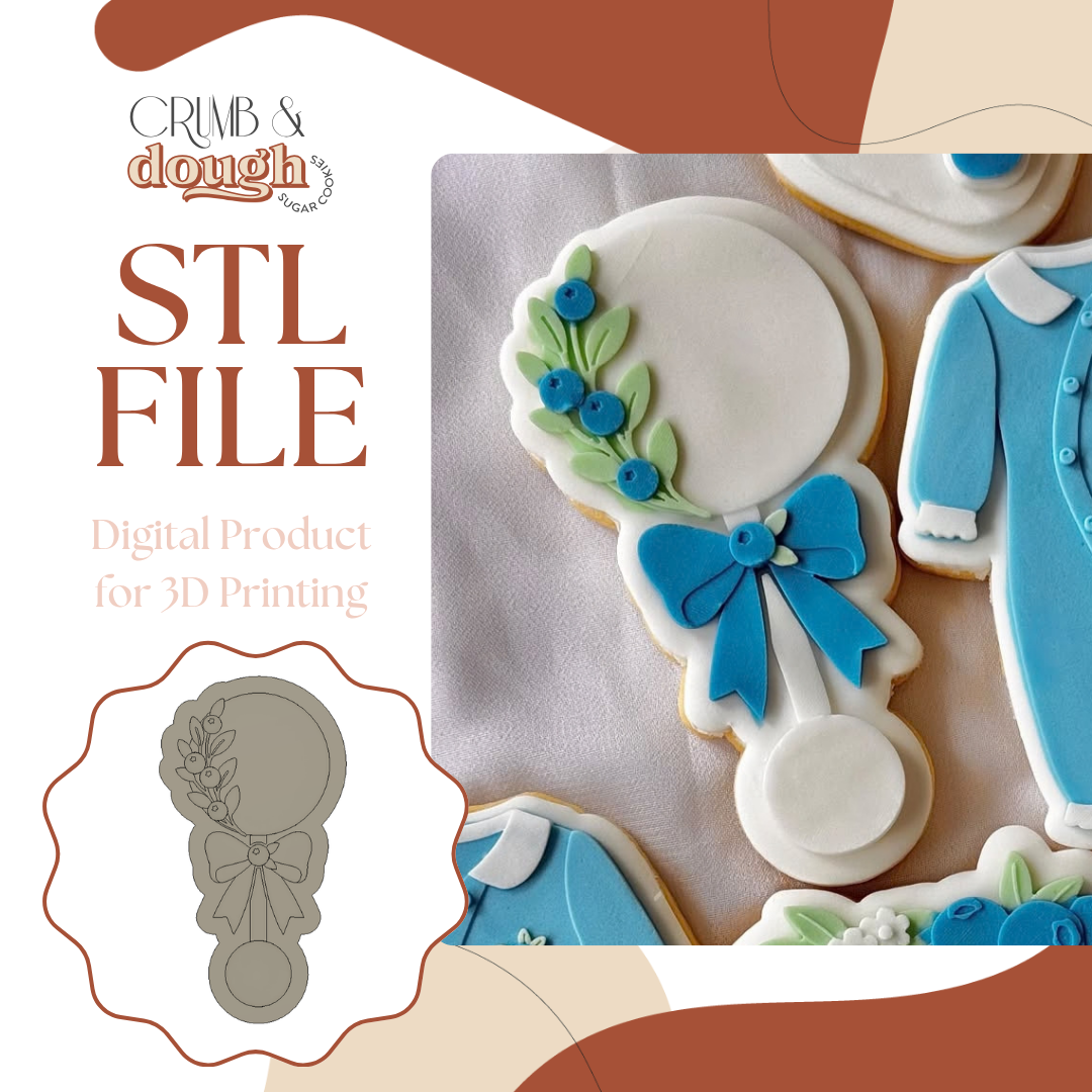 Blueberry Baby Rattle Cookie Stamp & Cutter STL File