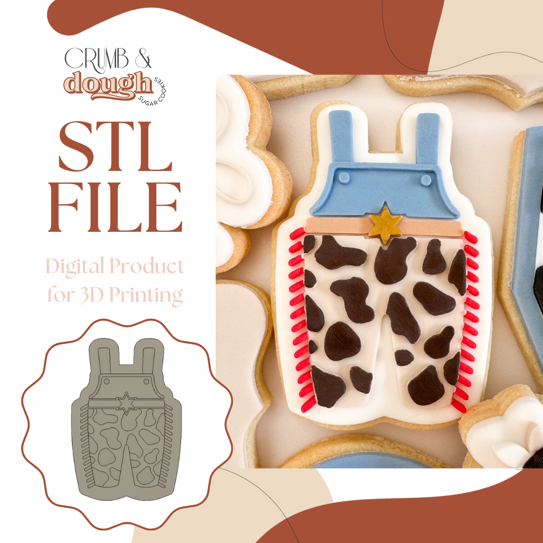 Baby Cowboy Chaps with Star Belt Cookie Stamp & Cutter STL File