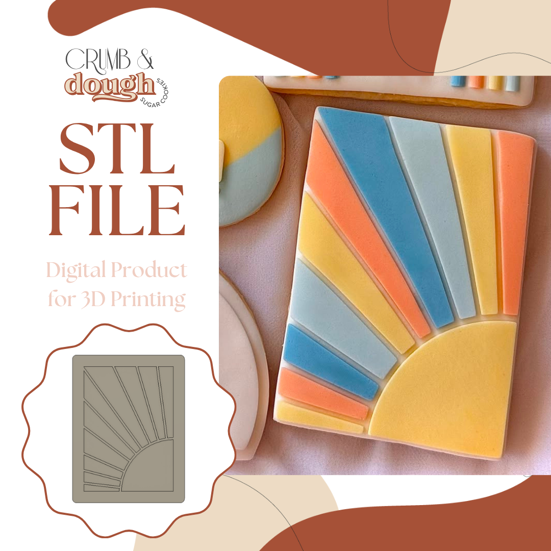 Sun Rays Rectangle Cookie Stamp & Cutter STL File