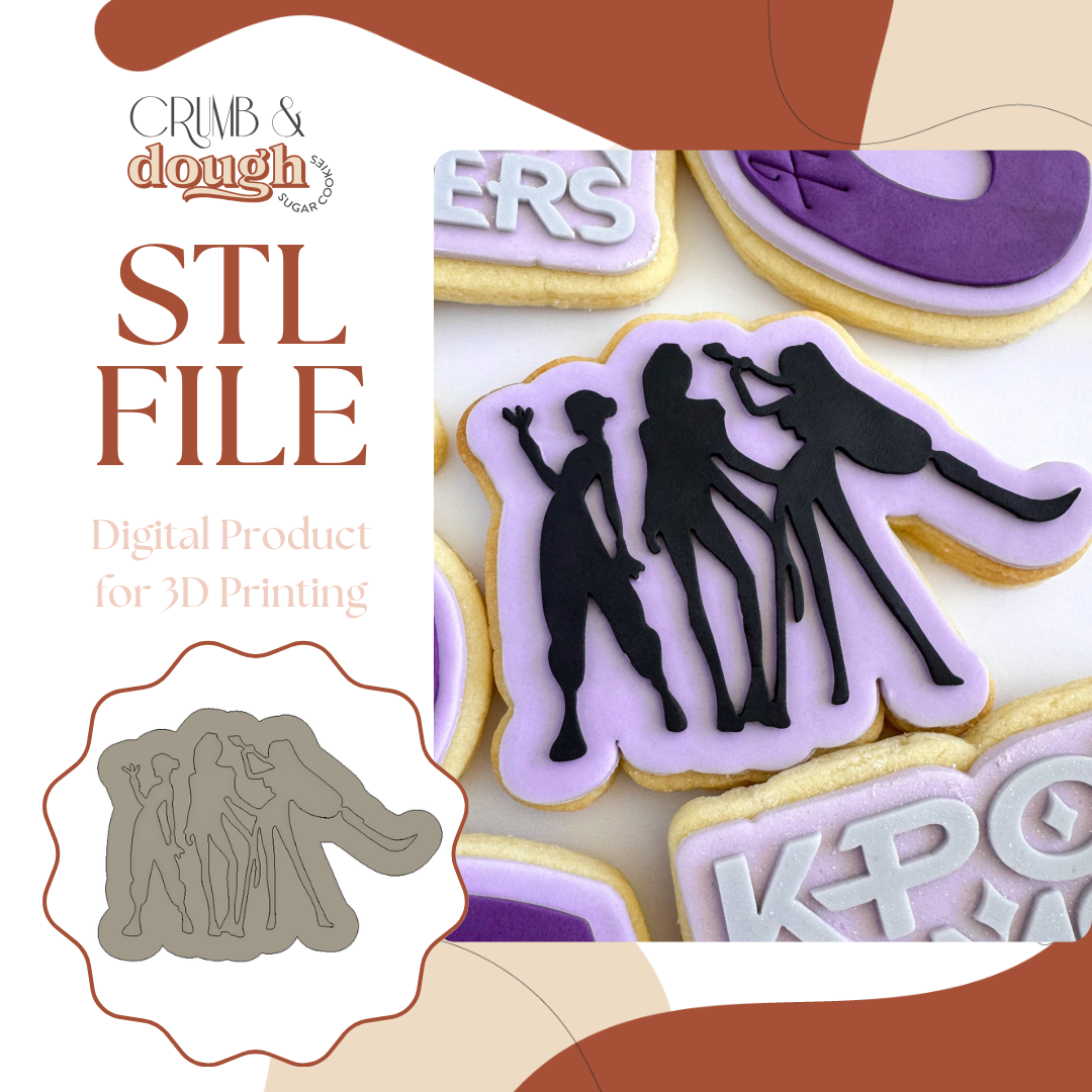 K-Pop Demon Hunters Huntrix Silhouette Cookie Stamp & Cutter STL File