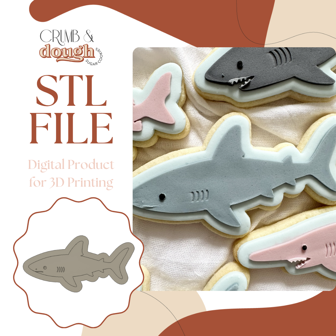 Shark Cookie Stamp & Cutter STL File