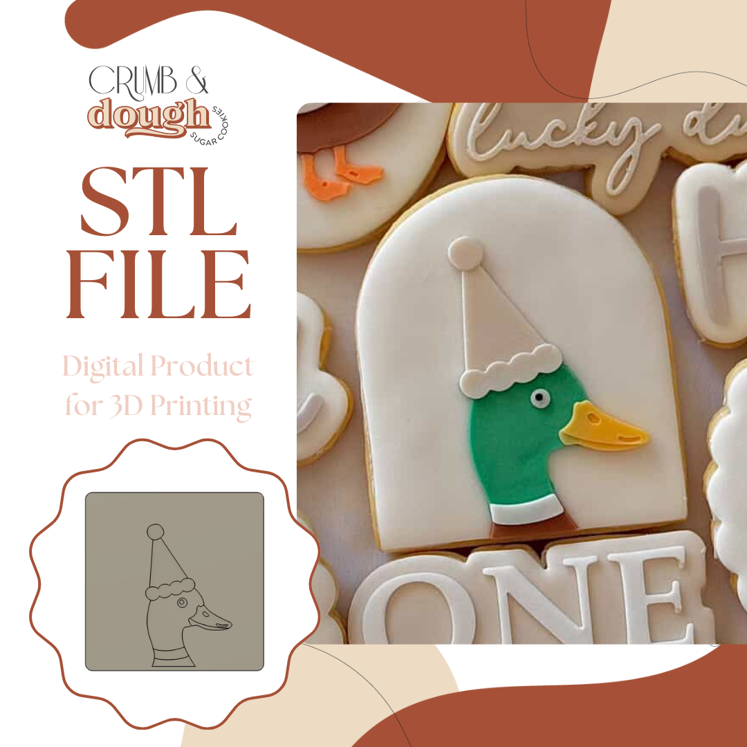 Mallard Duck with Party Hat Cookie Stamp & Cutter STL File